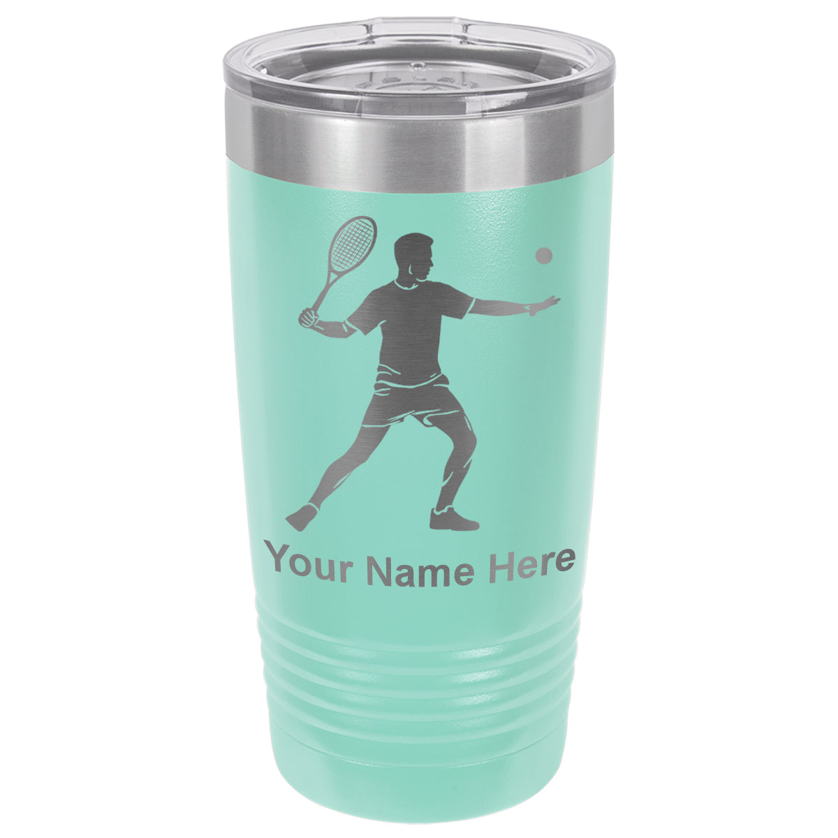 20oz Vacuum Insulated Tumbler Mug, Tennis Player Man, Personalized Engraving Included