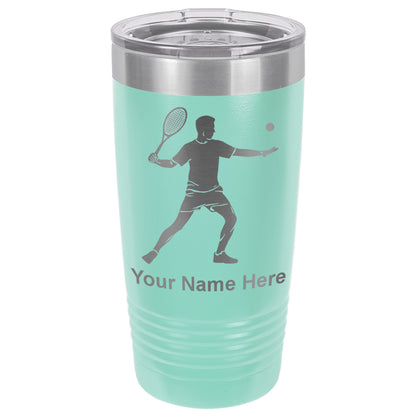 20oz Vacuum Insulated Tumbler Mug, Tennis Player Man, Personalized Engraving Included