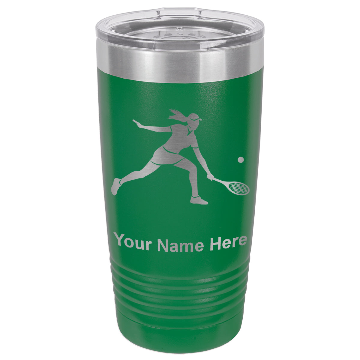 20oz Vacuum Insulated Tumbler Mug, Tennis Player Woman, Personalized Engraving Included