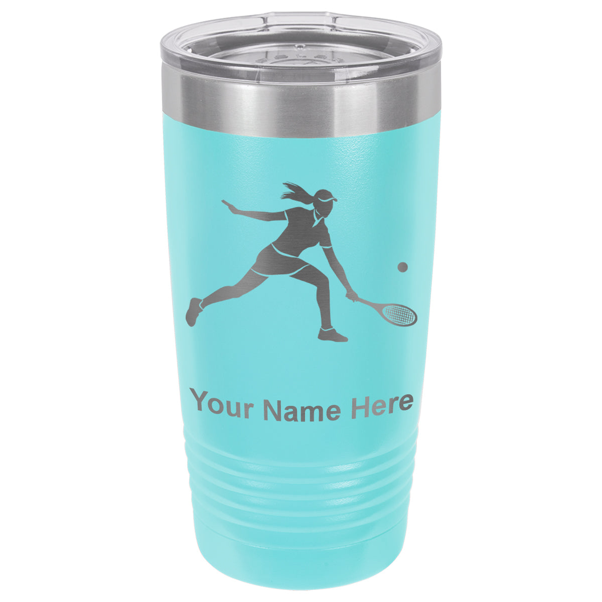 20oz Vacuum Insulated Tumbler Mug, Tennis Player Woman, Personalized Engraving Included