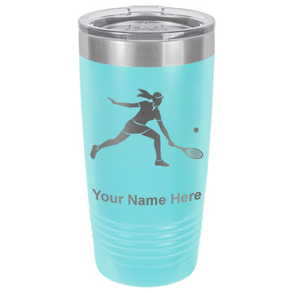 20oz Vacuum Insulated Tumbler Mug, Tennis Player Woman, Personalized Engraving Included