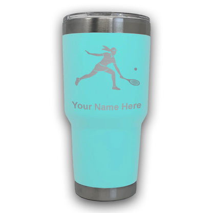 LaserGram 30oz Tumbler Mug, Tennis Player Woman, Personalized Engraving Included