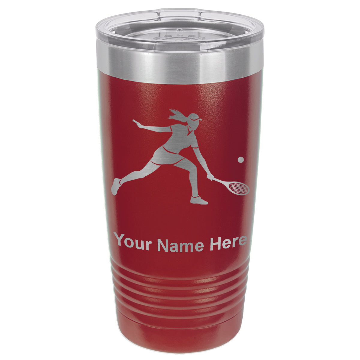 20oz Vacuum Insulated Tumbler Mug, Tennis Player Woman, Personalized Engraving Included