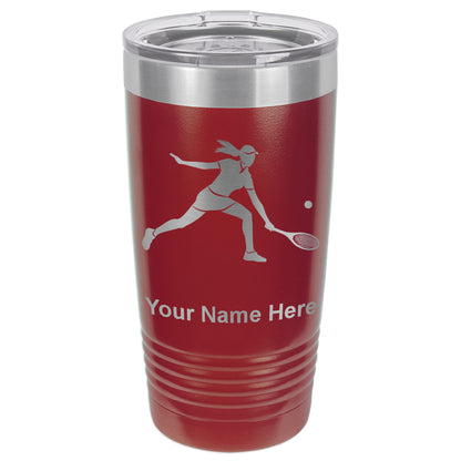 20oz Vacuum Insulated Tumbler Mug, Tennis Player Woman, Personalized Engraving Included