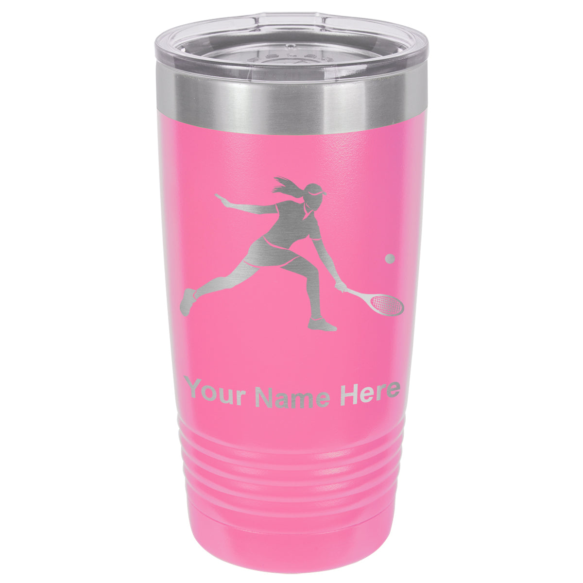 20oz Vacuum Insulated Tumbler Mug, Tennis Player Woman, Personalized Engraving Included