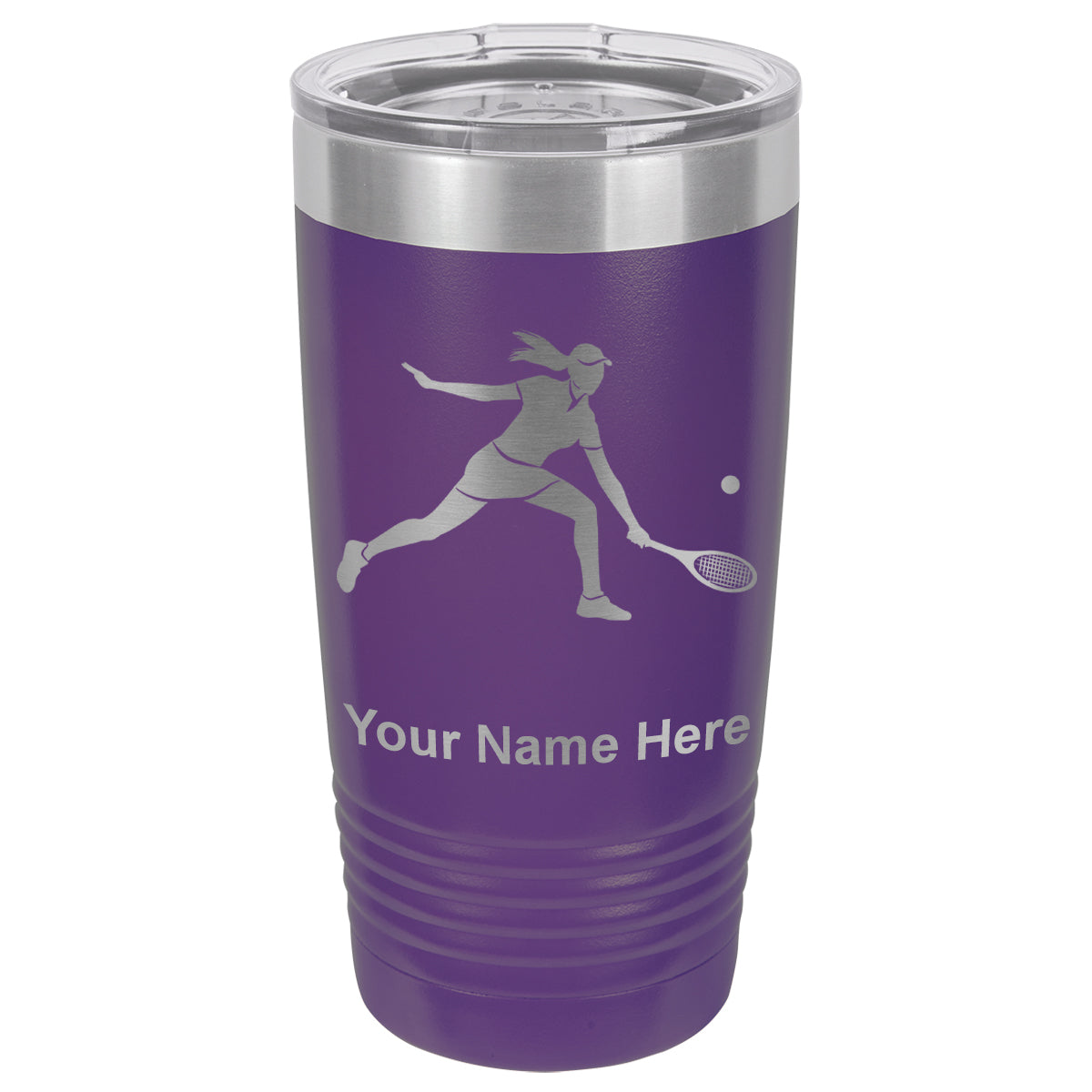 20oz Vacuum Insulated Tumbler Mug, Tennis Player Woman, Personalized Engraving Included