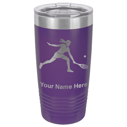 20oz Vacuum Insulated Tumbler Mug, Tennis Player Woman, Personalized Engraving Included