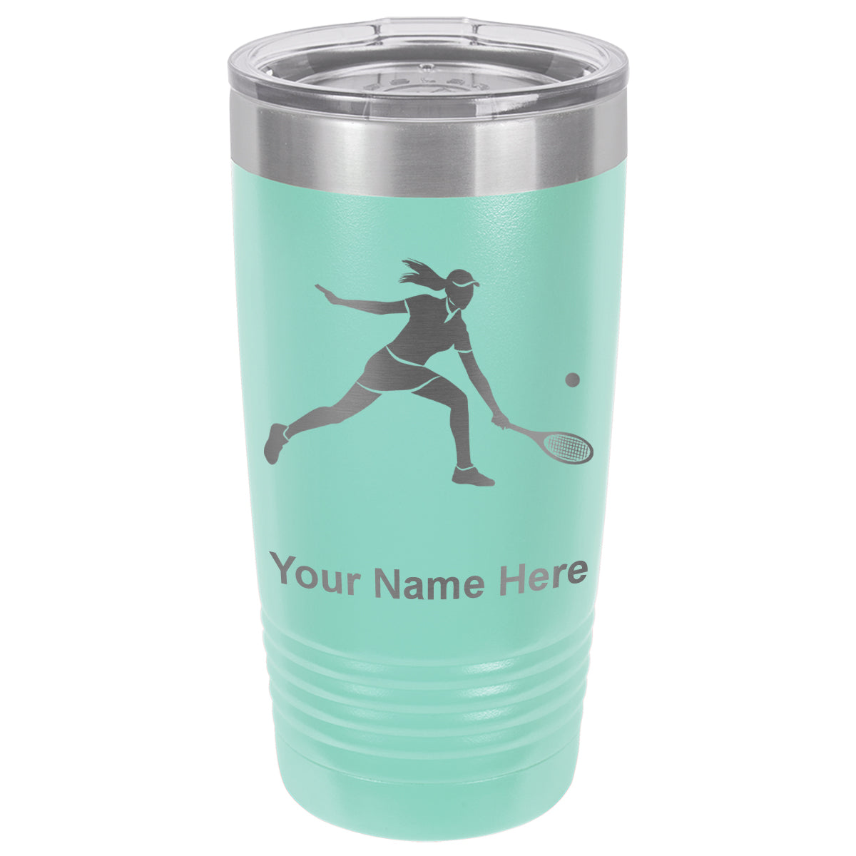 20oz Vacuum Insulated Tumbler Mug, Tennis Player Woman, Personalized Engraving Included