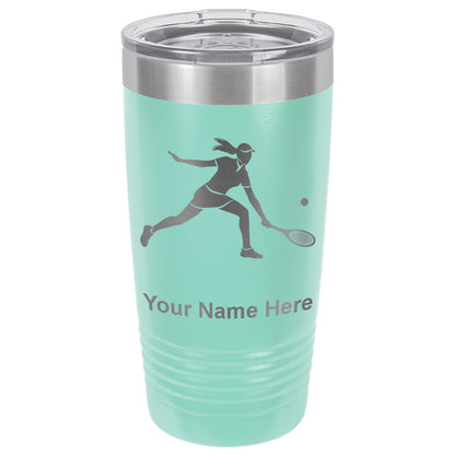 20oz Vacuum Insulated Tumbler Mug, Tennis Player Woman, Personalized Engraving Included