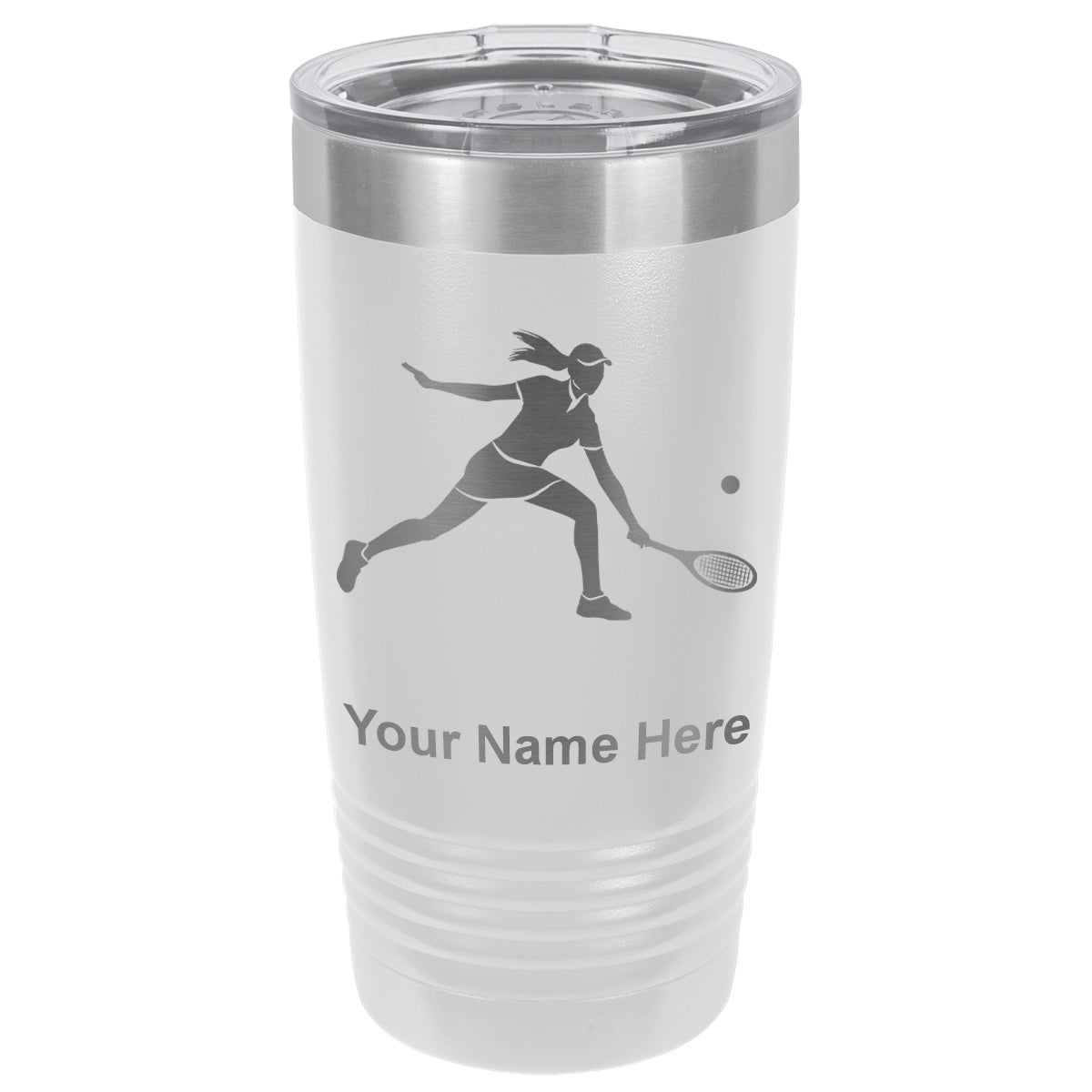 20oz Vacuum Insulated Tumbler Mug, Tennis Player Woman, Personalized Engraving Included