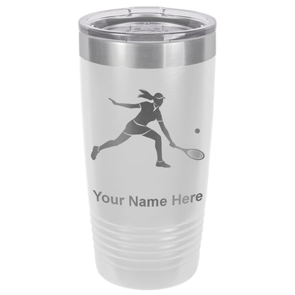 20oz Vacuum Insulated Tumbler Mug, Tennis Player Woman, Personalized Engraving Included