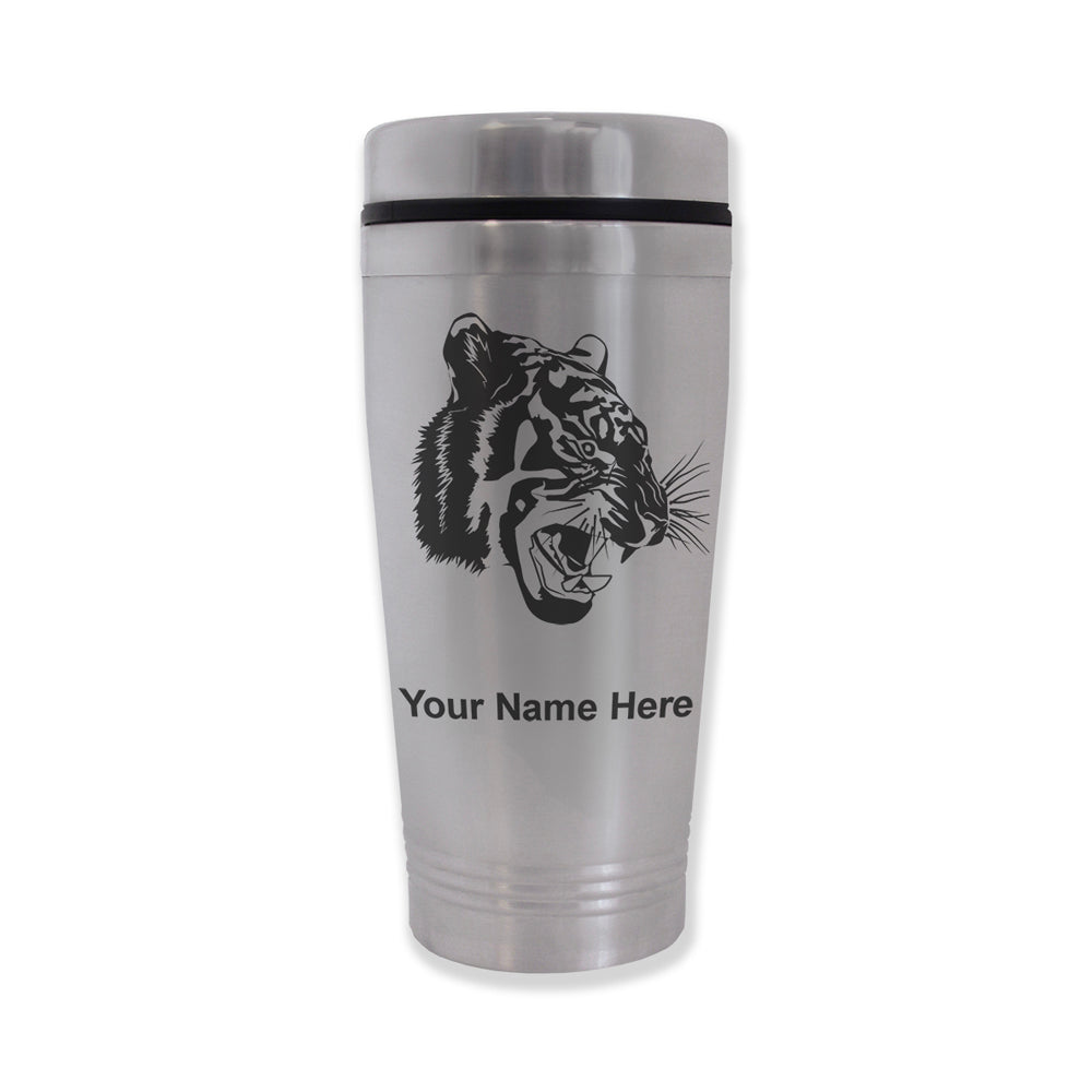 Commuter Travel Mug, Tiger Head, Personalized Engraving Included