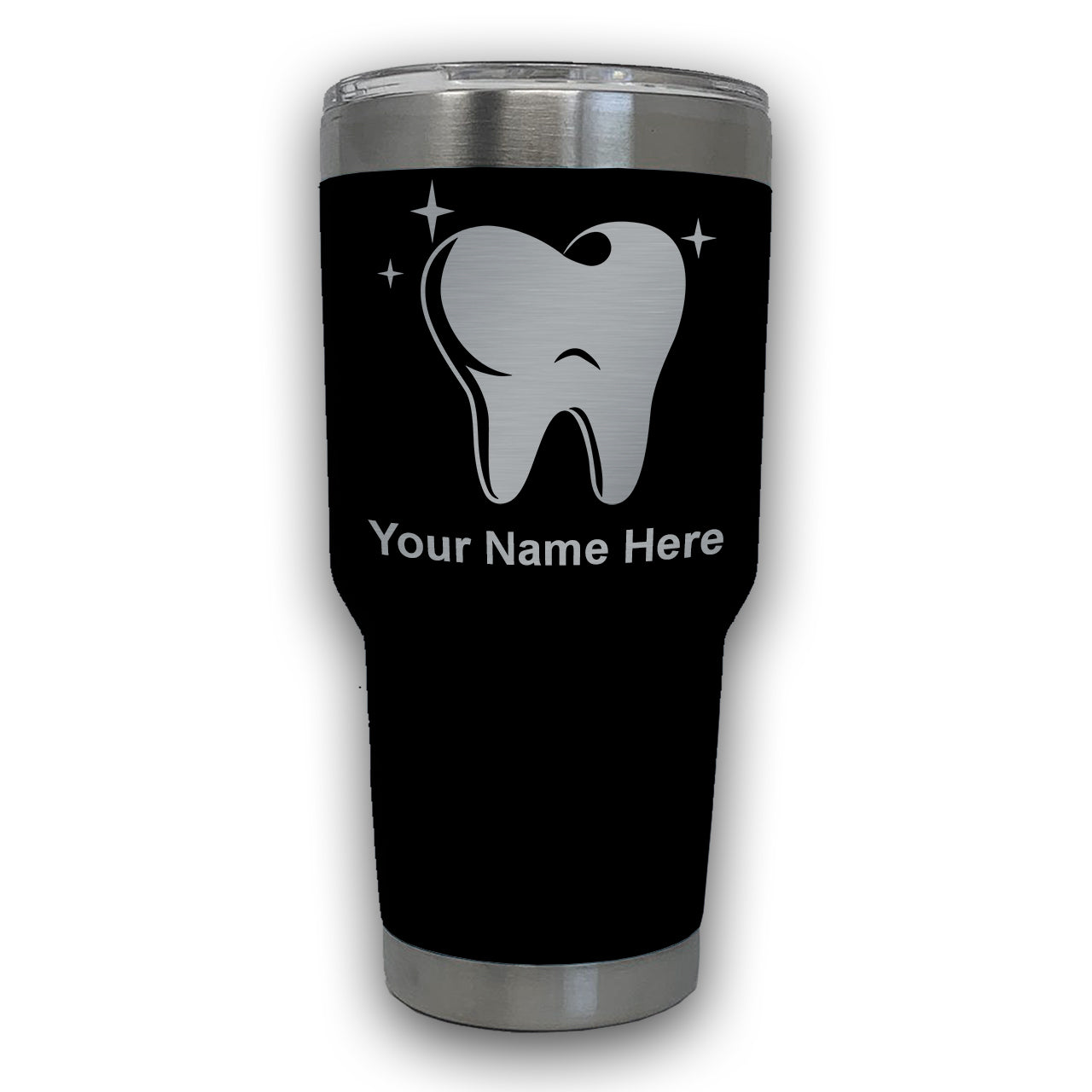 LaserGram 30oz Tumbler Mug, Tooth, Personalized Engraving Included