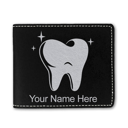 Faux Leather Bi-Fold Wallet, Tooth, Personalized Engraving Included