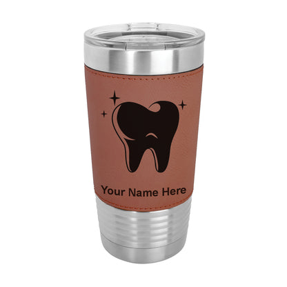 20oz Faux Leather Tumbler Mug, Tooth, Personalized Engraving Included