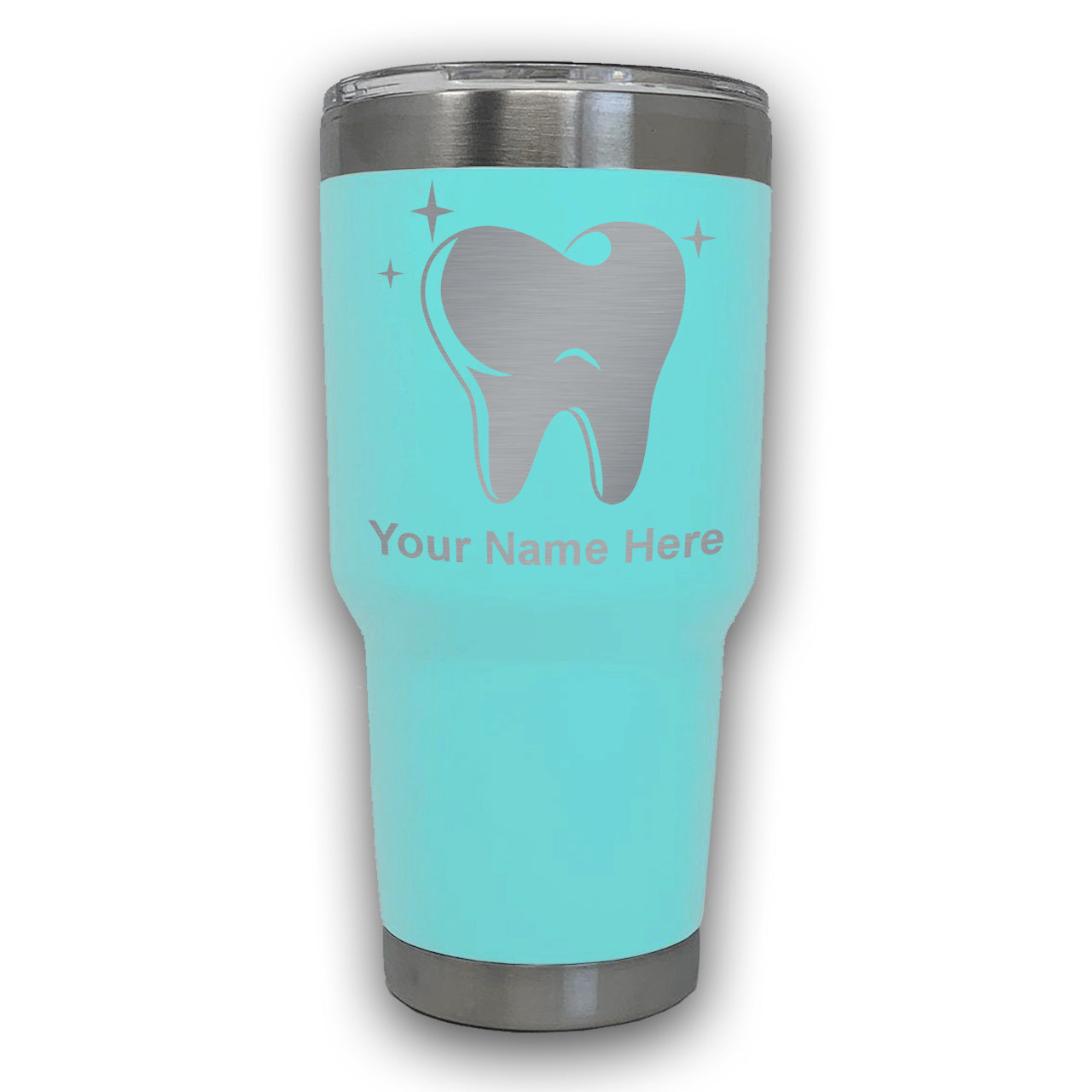 LaserGram 30oz Tumbler Mug, Tooth, Personalized Engraving Included