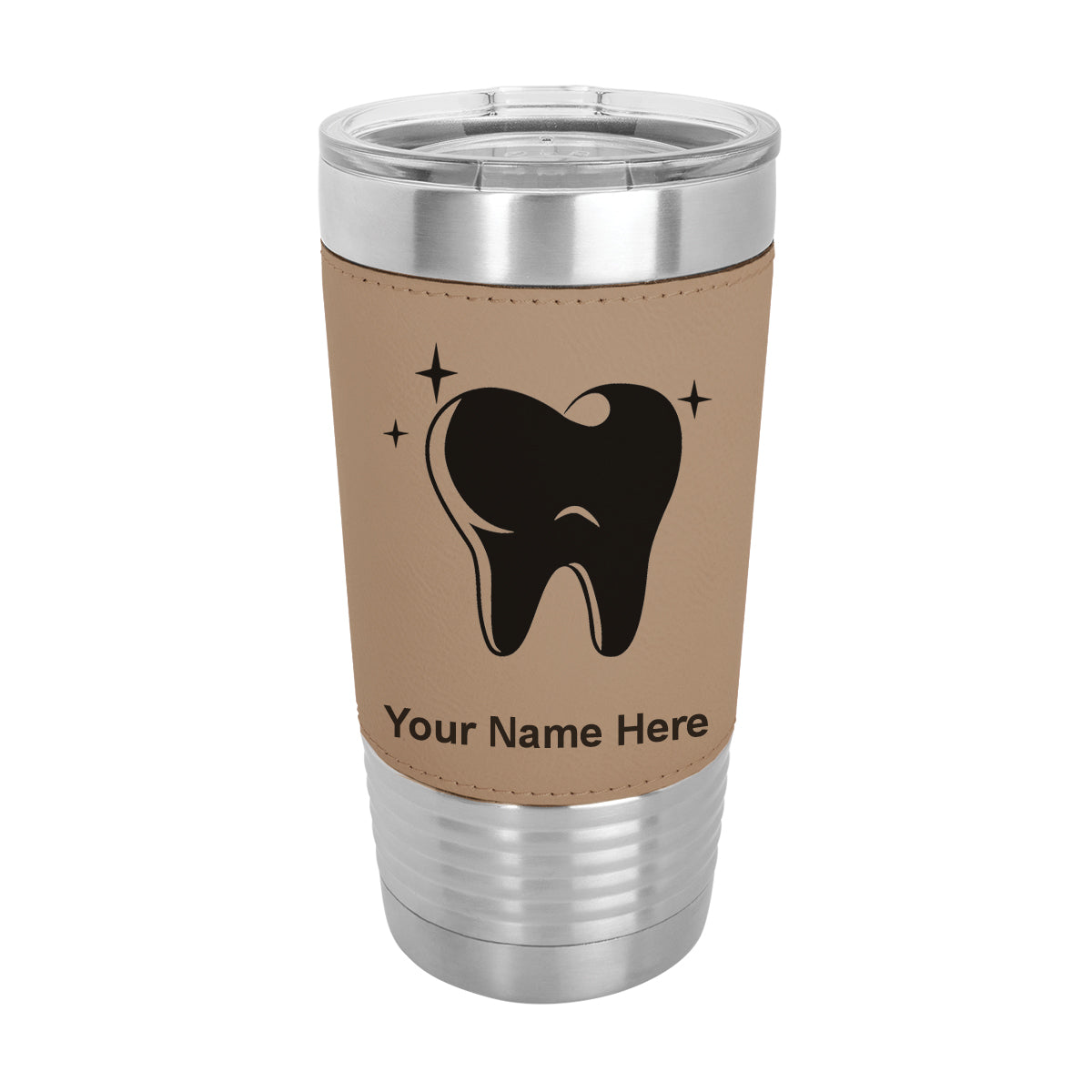 20oz Faux Leather Tumbler Mug, Tooth, Personalized Engraving Included
