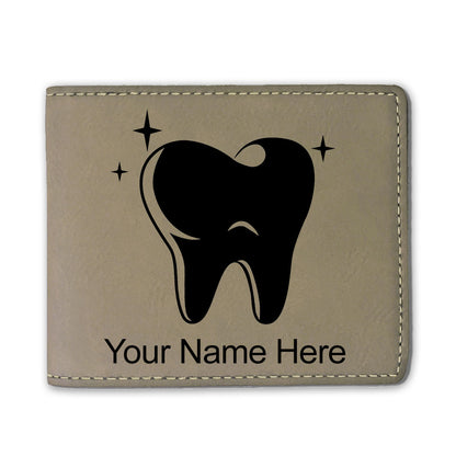 Faux Leather Bi-Fold Wallet, Tooth, Personalized Engraving Included