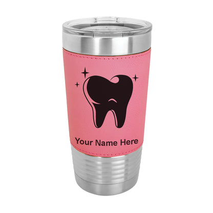 20oz Faux Leather Tumbler Mug, Tooth, Personalized Engraving Included