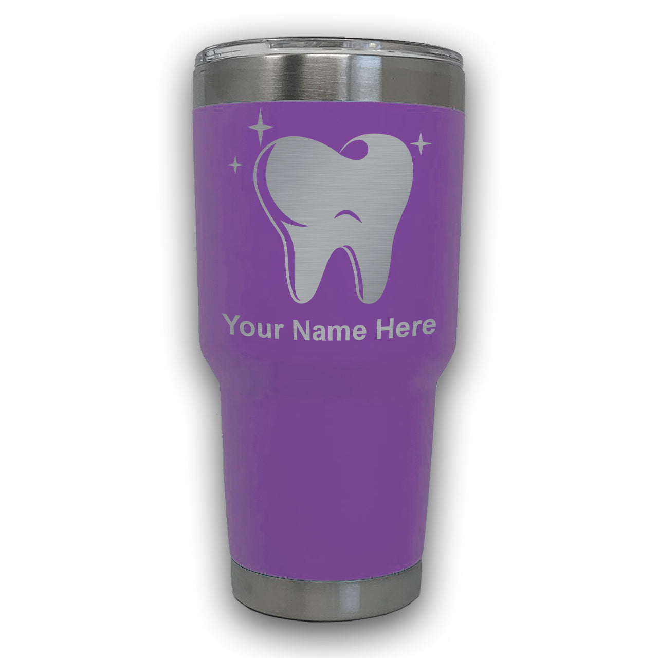 LaserGram 30oz Tumbler Mug, Tooth, Personalized Engraving Included