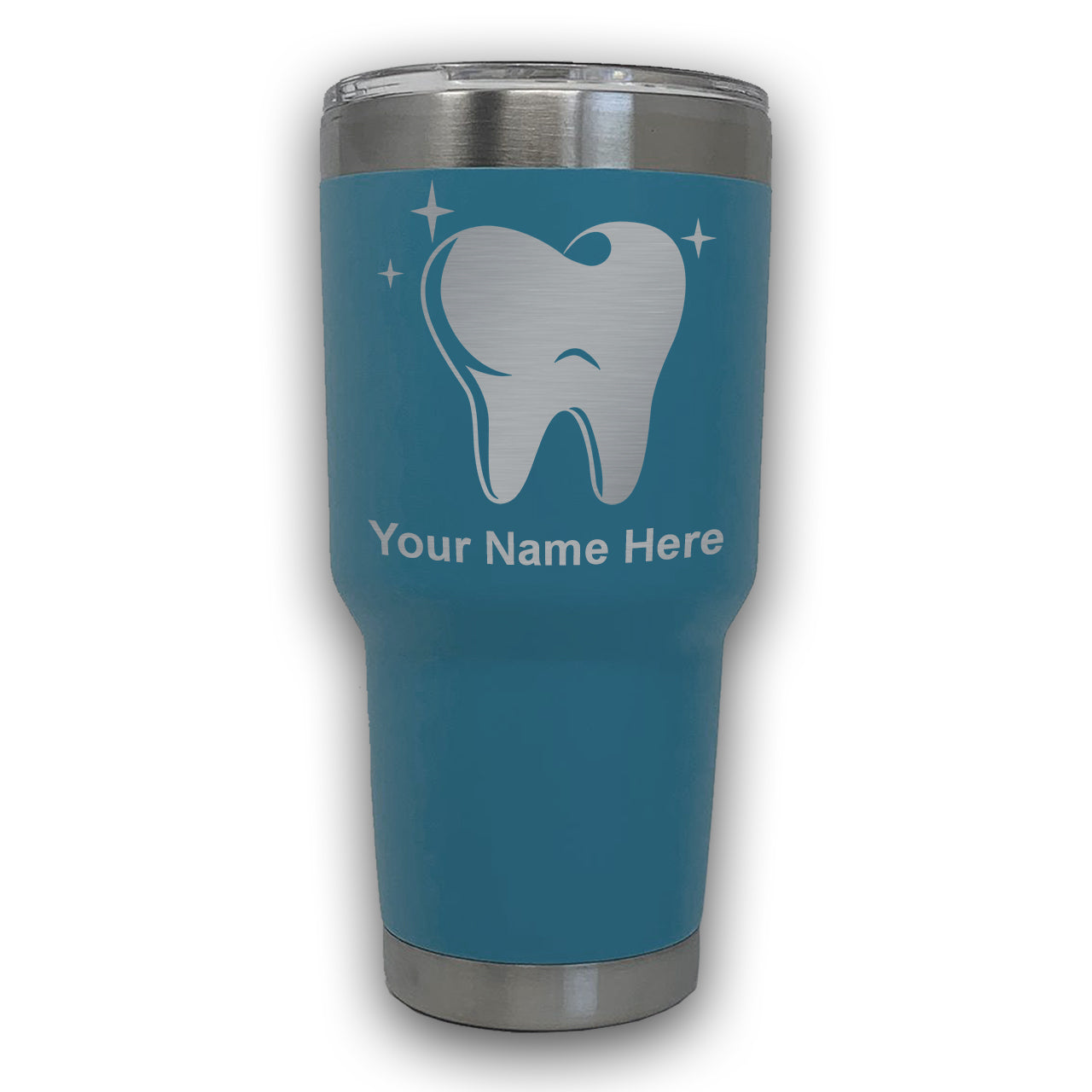 LaserGram 30oz Tumbler Mug, Tooth, Personalized Engraving Included