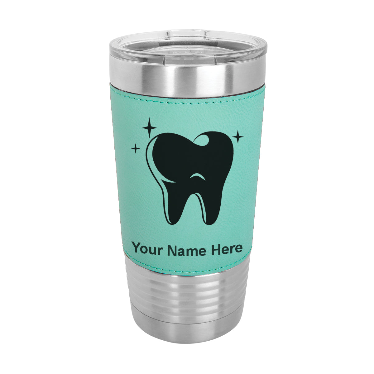 20oz Faux Leather Tumbler Mug, Tooth, Personalized Engraving Included