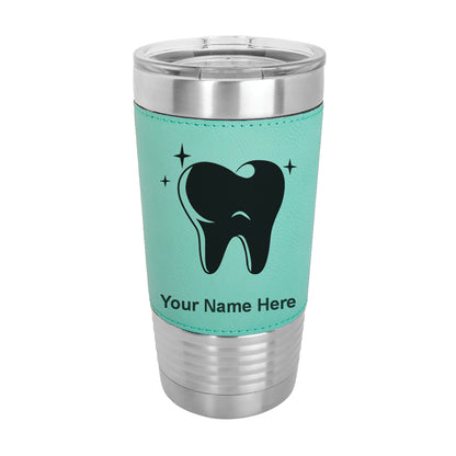 20oz Faux Leather Tumbler Mug, Tooth, Personalized Engraving Included