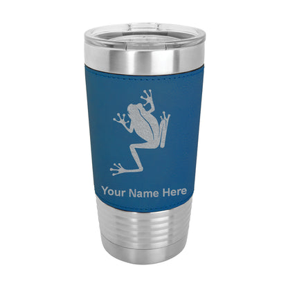 20oz Faux Leather Tumbler Mug, Tree Frog, Personalized Engraving Included