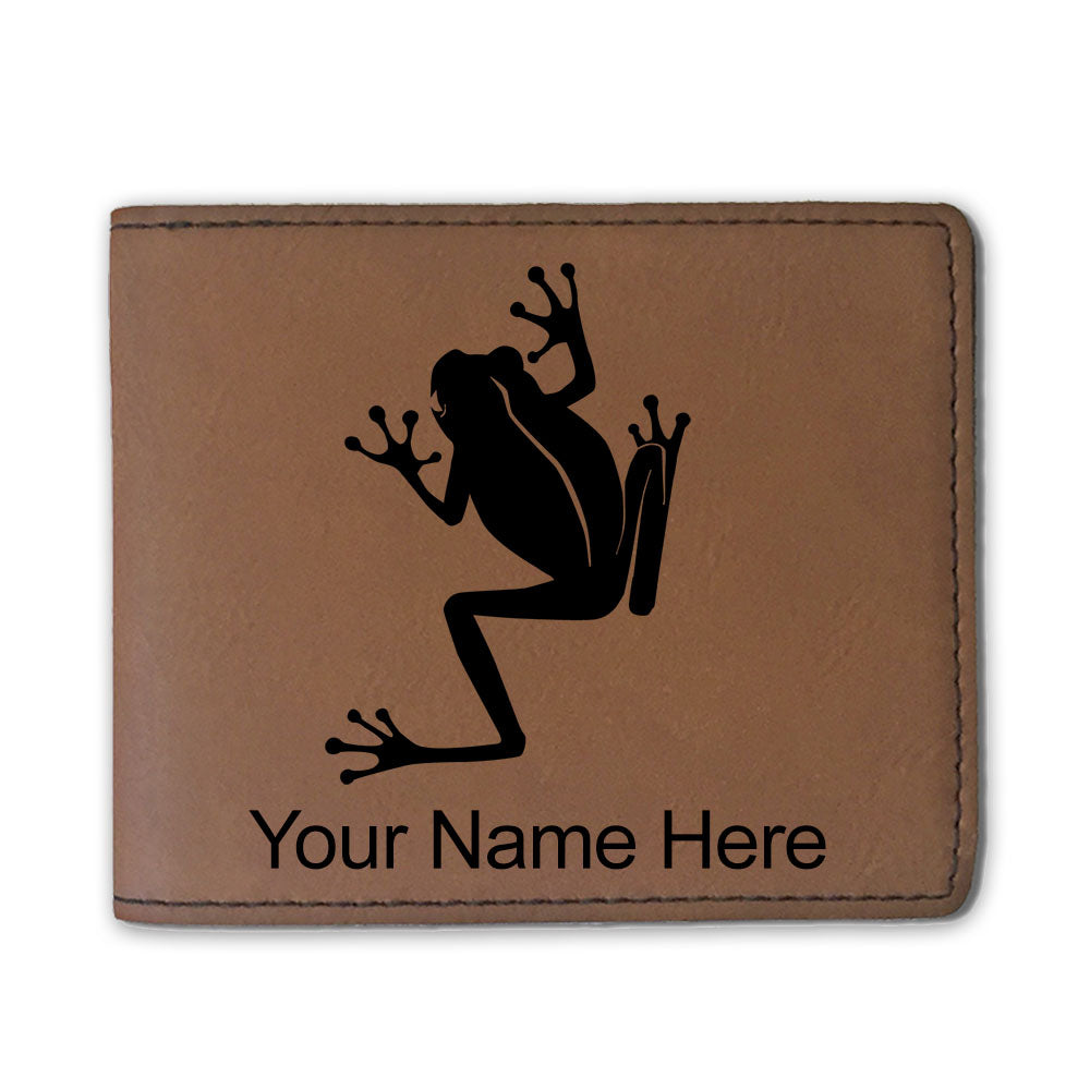Faux Leather Bi-Fold Wallet, Tree Frog, Personalized Engraving Included
