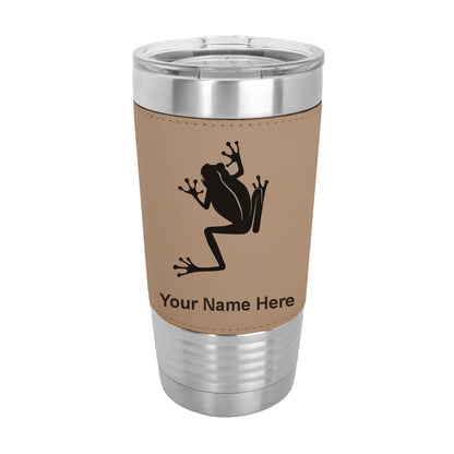 20oz Faux Leather Tumbler Mug, Tree Frog, Personalized Engraving Included