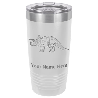 20oz Vacuum Insulated Tumbler Mug, Triceratops Dinosaur, Personalized Engraving Included