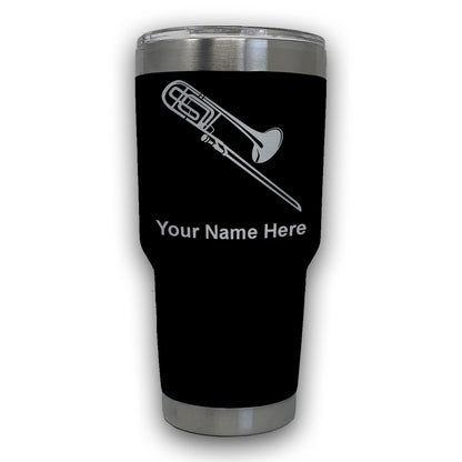 LaserGram 30oz Tumbler Mug, Trombone, Personalized Engraving Included
