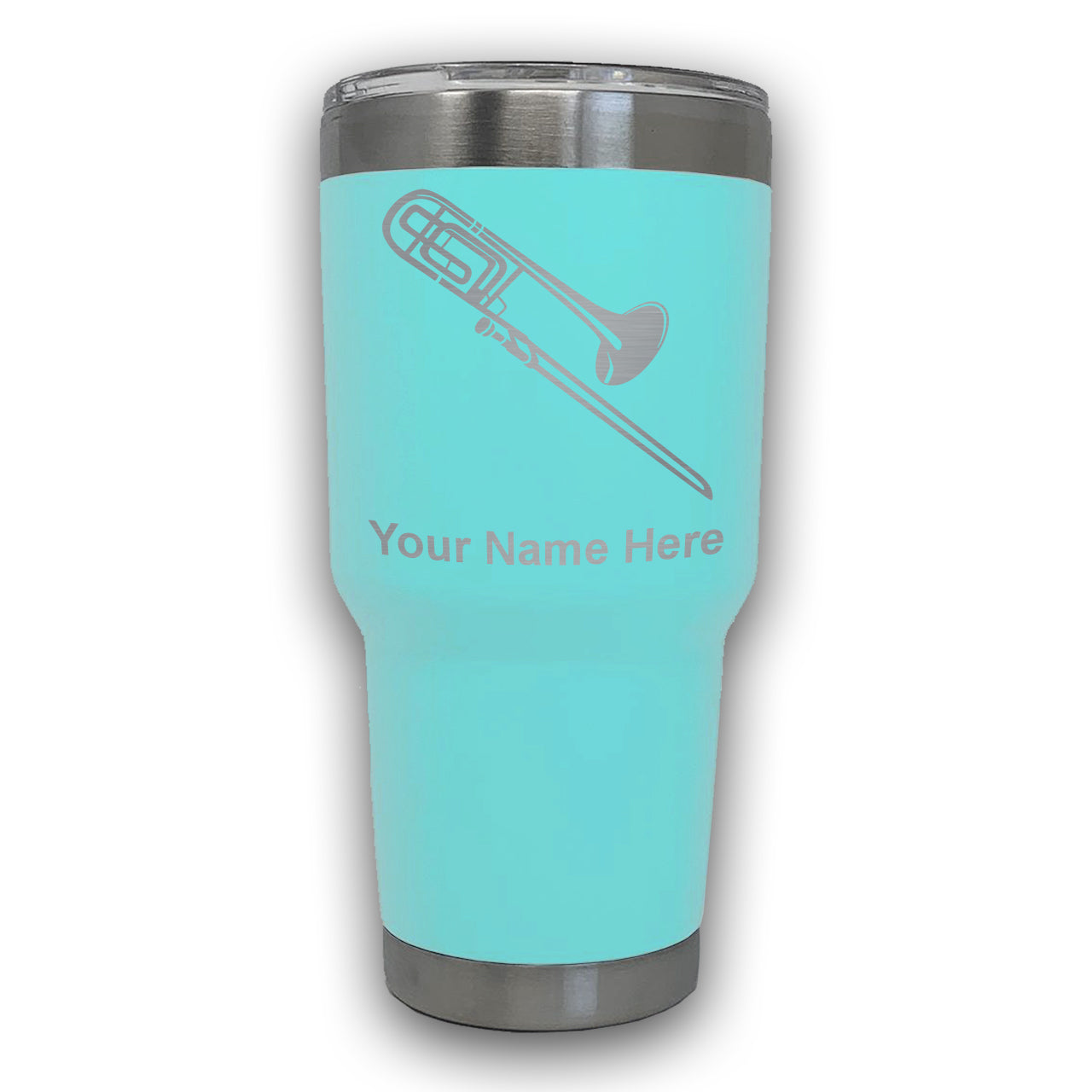 LaserGram 30oz Tumbler Mug, Trombone, Personalized Engraving Included