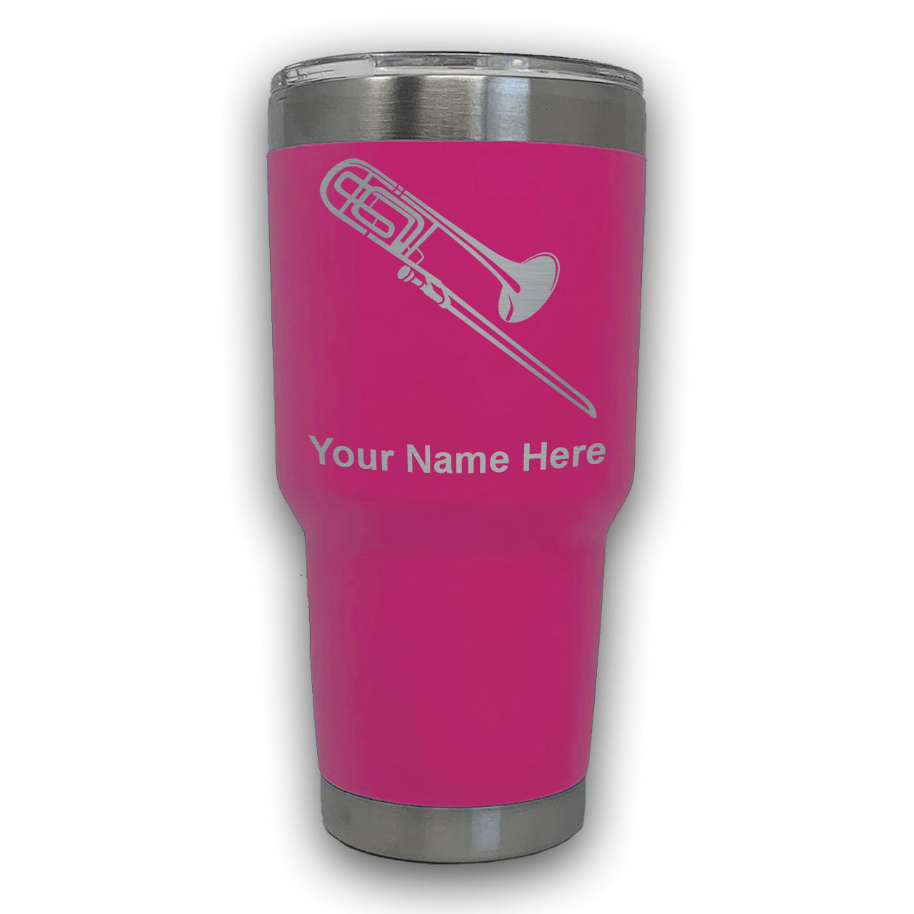 LaserGram 30oz Tumbler Mug, Trombone, Personalized Engraving Included