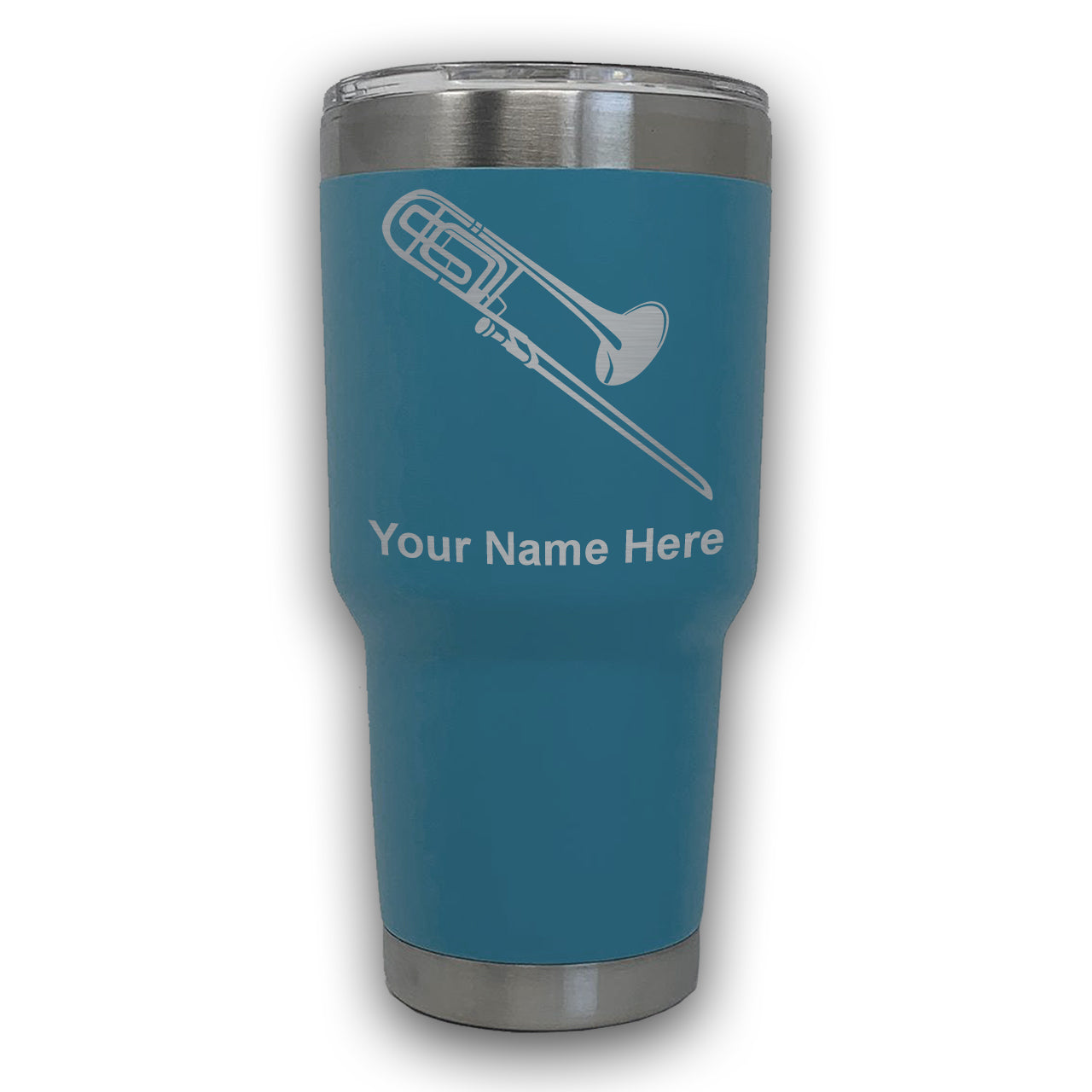 LaserGram 30oz Tumbler Mug, Trombone, Personalized Engraving Included