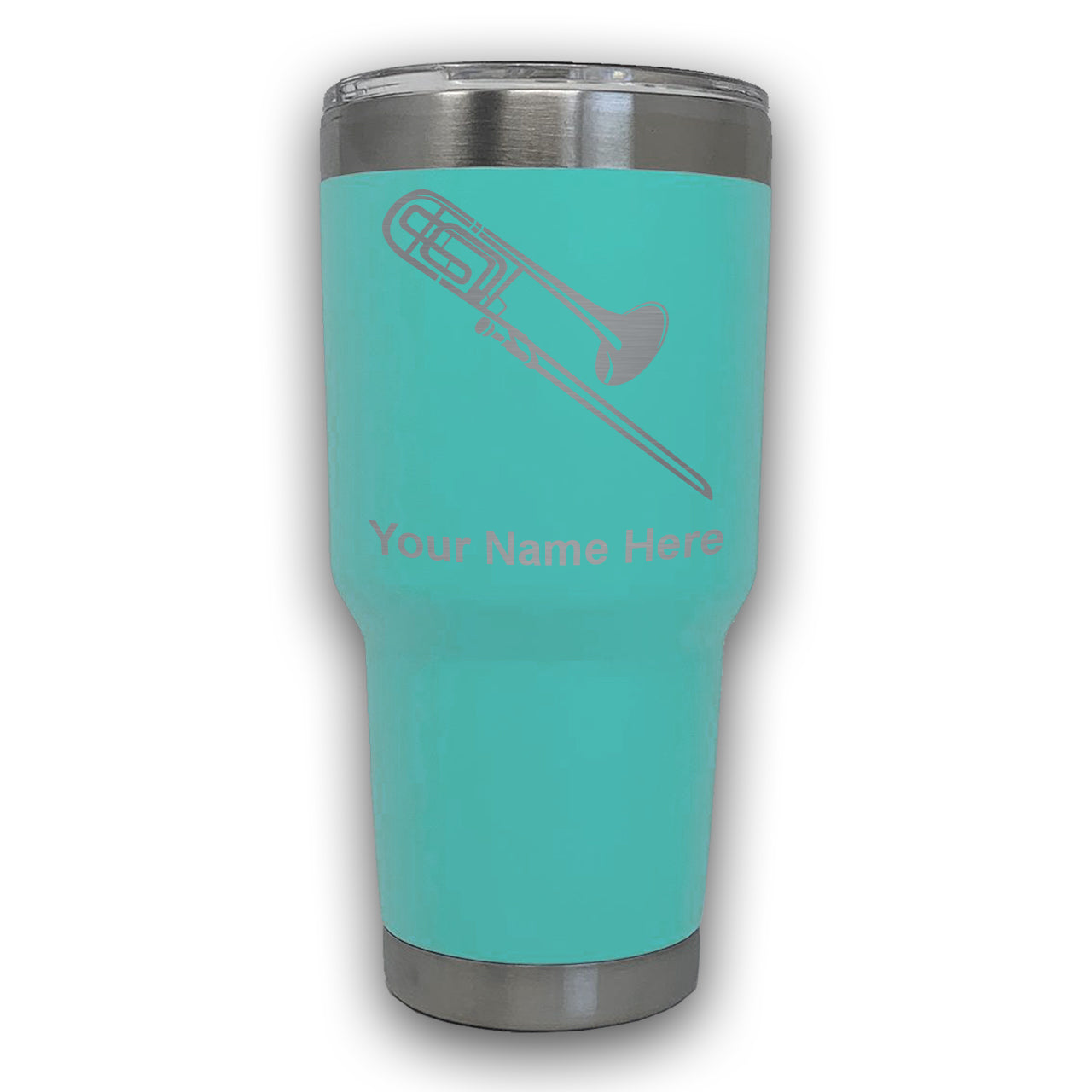 LaserGram 30oz Tumbler Mug, Trombone, Personalized Engraving Included
