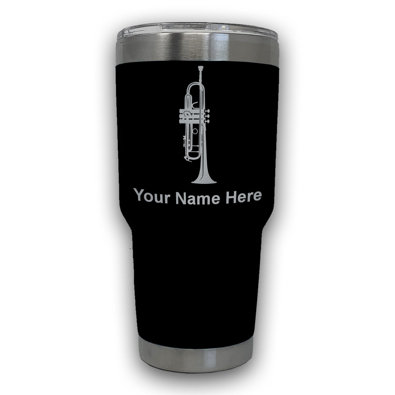 LaserGram 30oz Tumbler Mug, Trumpet, Personalized Engraving Included
