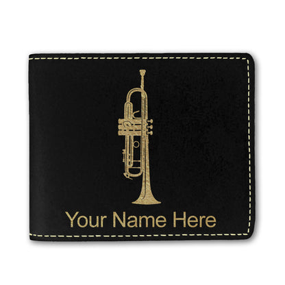 Faux Leather Bi-Fold Wallet, Trumpet, Personalized Engraving Included