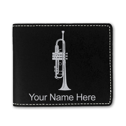 Faux Leather Bi-Fold Wallet, Trumpet, Personalized Engraving Included