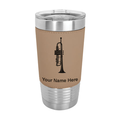 20oz Faux Leather Tumbler Mug, Trumpet, Personalized Engraving Included