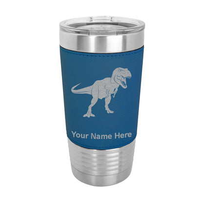20oz Faux Leather Tumbler Mug, Tyrannosaurus Rex Dinosaur, Personalized Engraving Included