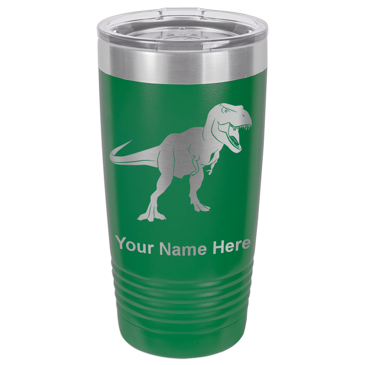 20oz Vacuum Insulated Tumbler Mug, Tyrannosaurus Rex Dinosaur, Personalized Engraving Included