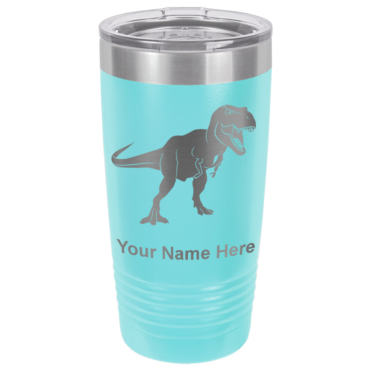 20oz Vacuum Insulated Tumbler Mug, Tyrannosaurus Rex Dinosaur, Personalized Engraving Included
