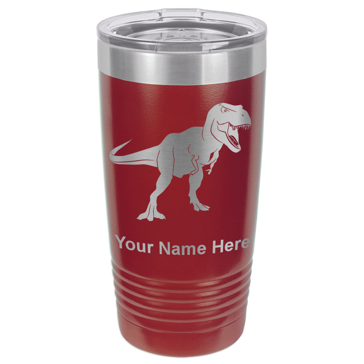 20oz Vacuum Insulated Tumbler Mug, Tyrannosaurus Rex Dinosaur, Personalized Engraving Included