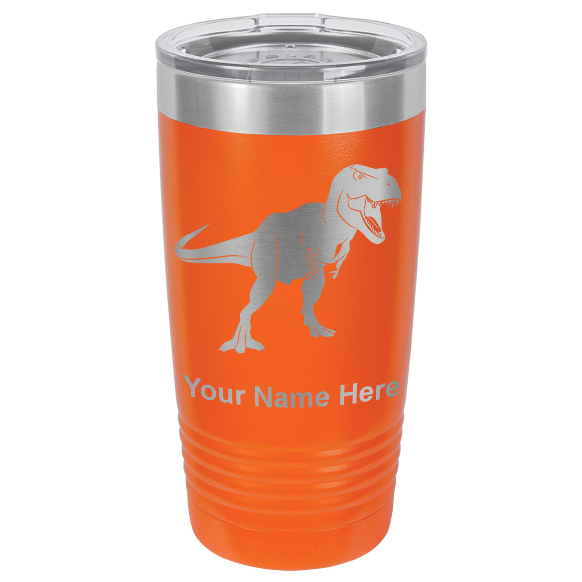 20oz Vacuum Insulated Tumbler Mug, Tyrannosaurus Rex Dinosaur, Personalized Engraving Included