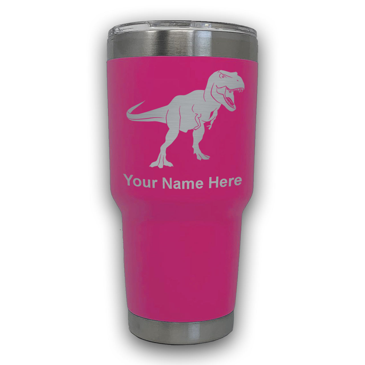 LaserGram 30oz Tumbler Mug, Tyrannosaurus Rex Dinosaur, Personalized Engraving Included