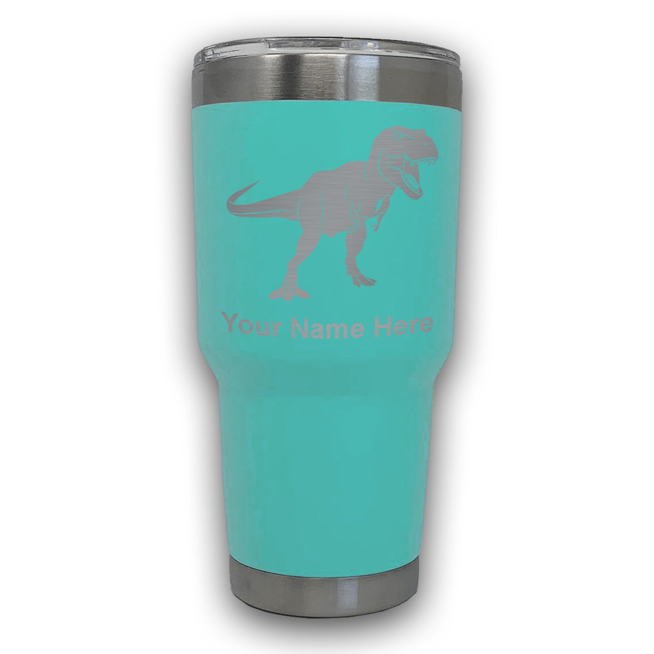 LaserGram 30oz Tumbler Mug, Tyrannosaurus Rex Dinosaur, Personalized Engraving Included