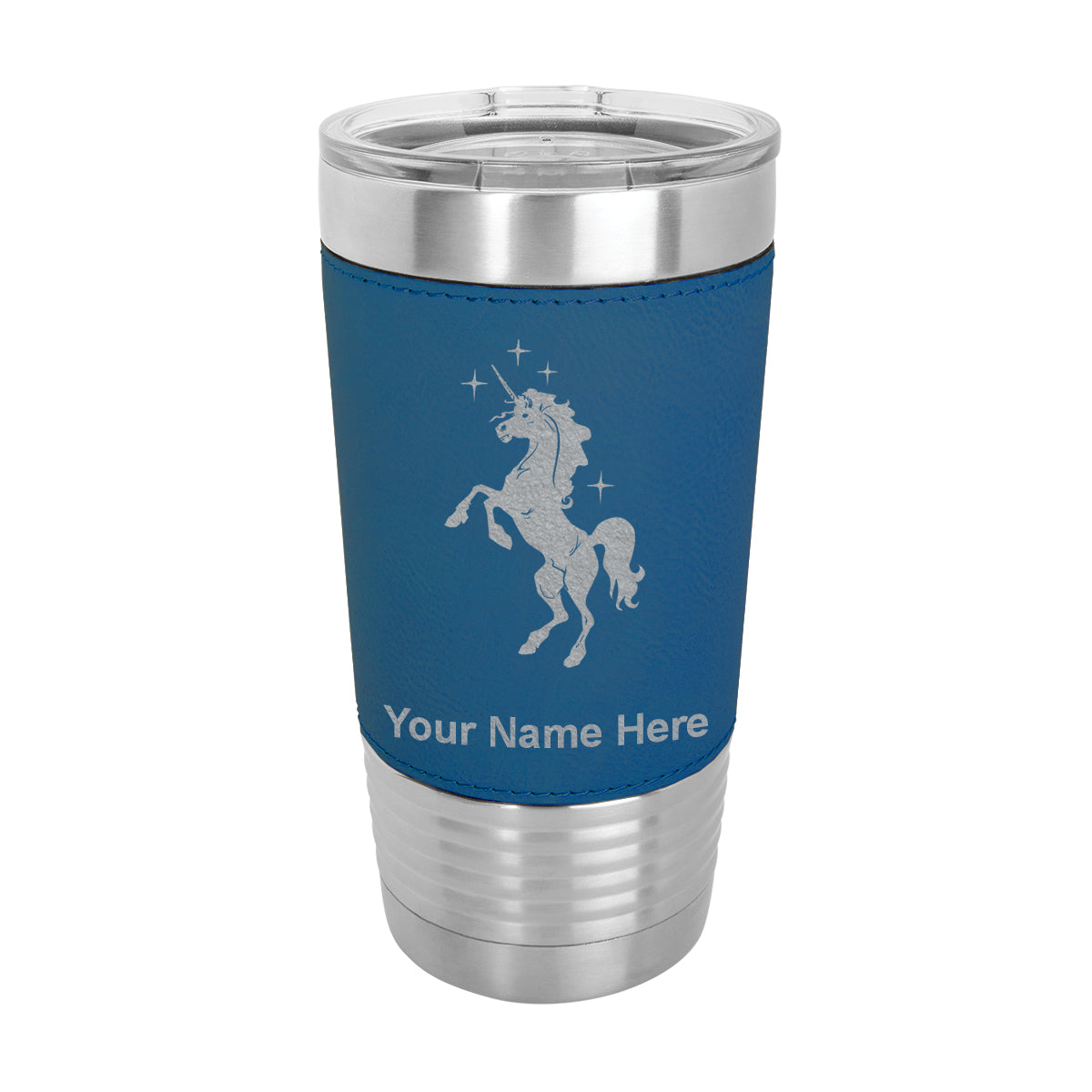 20oz Faux Leather Tumbler Mug, Unicorn, Personalized Engraving Included