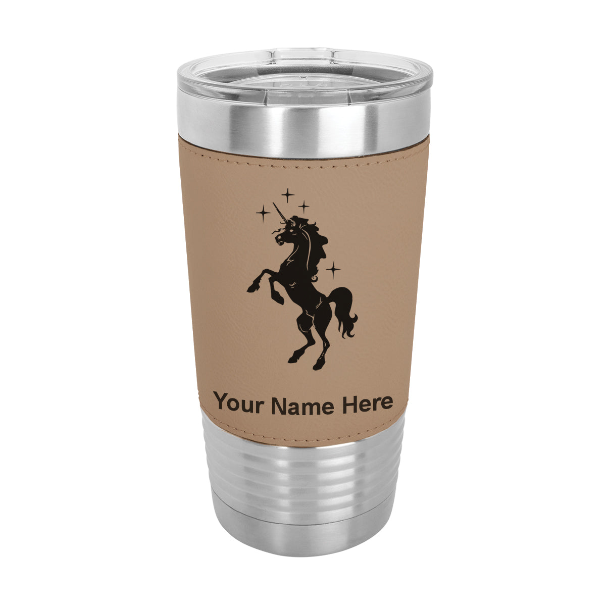 20oz Faux Leather Tumbler Mug, Unicorn, Personalized Engraving Included