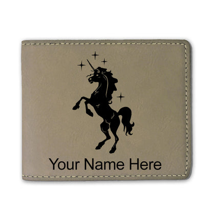 Faux Leather Bi-Fold Wallet, Unicorn, Personalized Engraving Included